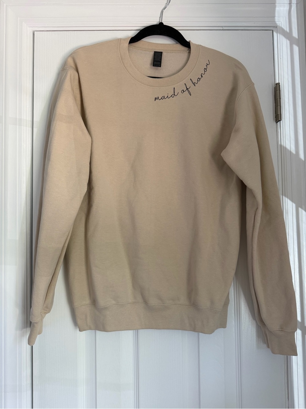 Maid of Honor Beige Crewneck Sweatshirt - Women's Pullover - Size Small